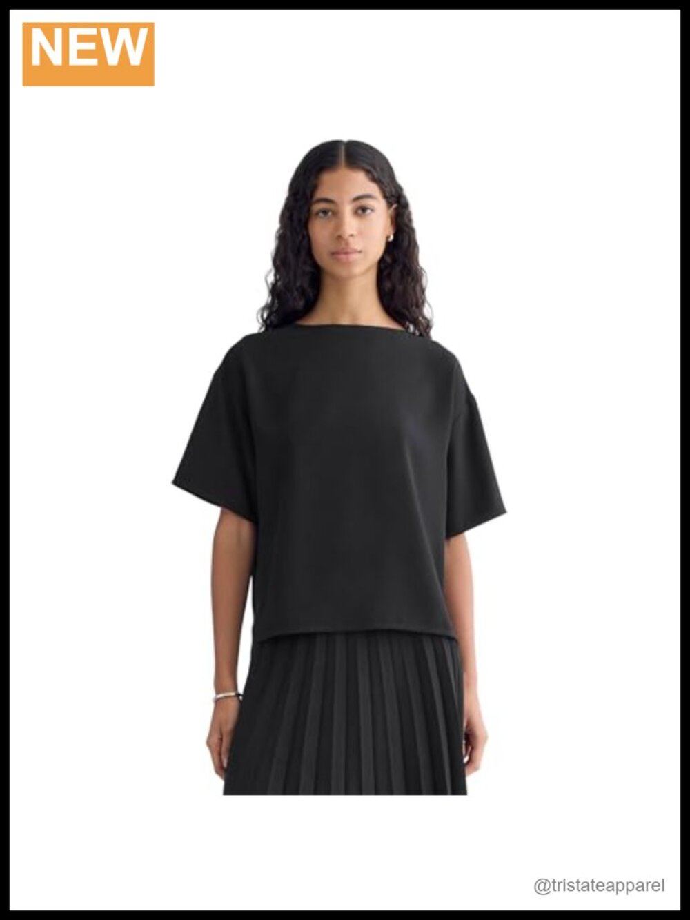 Everlane Drapey Crepe Top Recycled Polyester Relaxed Blouse with Side Slits